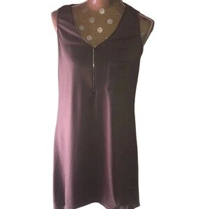 Grey Sleeveless Casual Dress W/Front Pocket, Zipper & Neckline. New